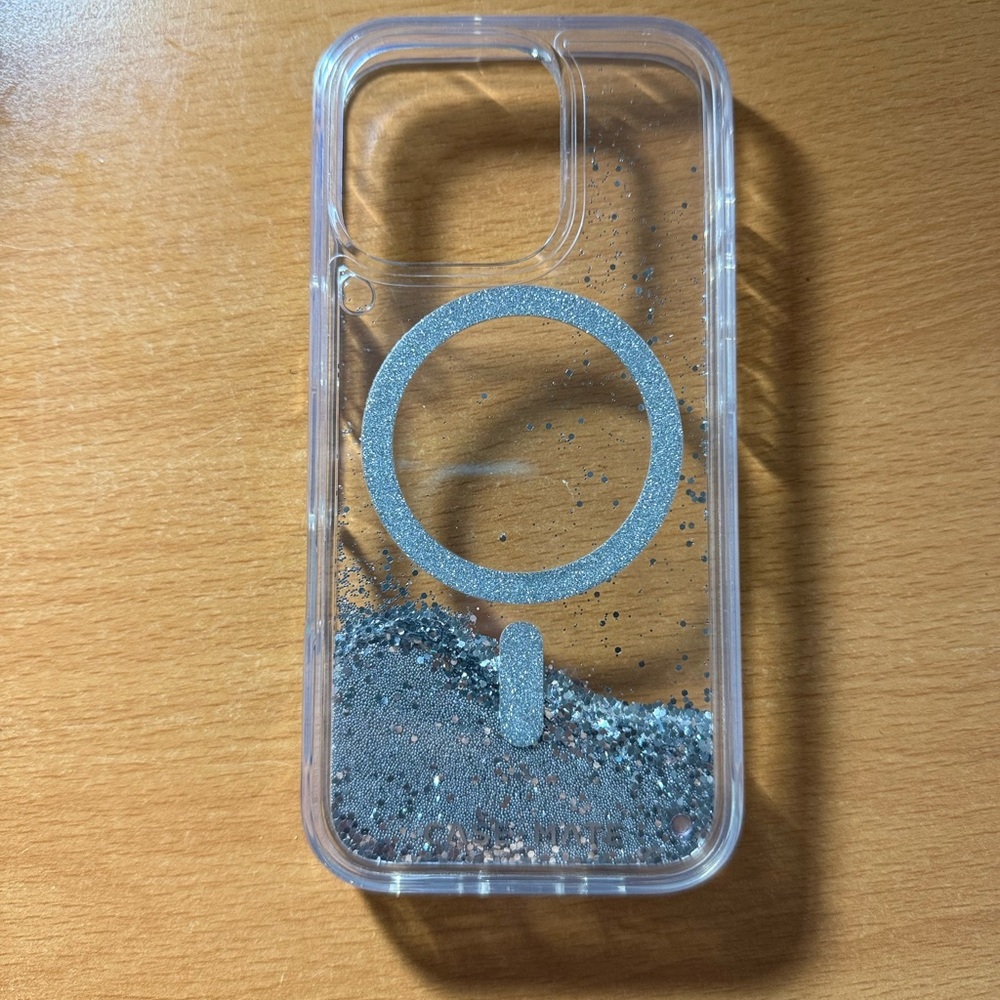 Case-Mate Silver Glitter Clear 16 Pro Phone Case